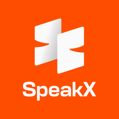 SpeakX logo, the AI English speaking app that helps Indian learners practise spoken English for interviews and work