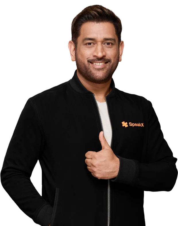 MS Dhoni in a SpeakX jacket